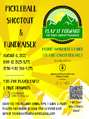 On August 6th, I'll be playing in the Pickleball Shootout in an effort to raise awareness and funds for rare cancers research.